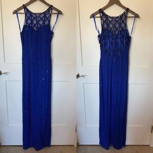Blue beaded Cache formal dress size small